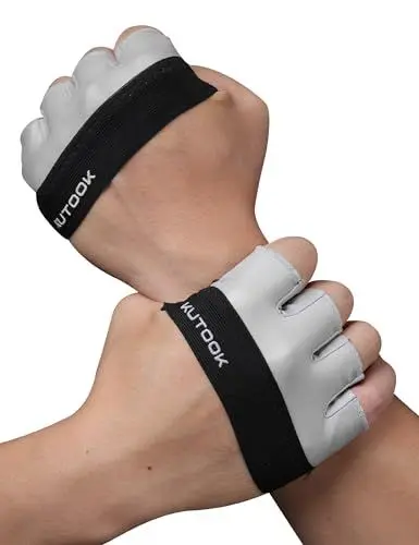 Produktbild: KUTOOK Fitnesshandschuhe Herren Kraftsport Krafttraining Handschuhe Damen Gym Gloves Women Sporthandschuhe Griffpolster Trainingshandschuhe Grau S