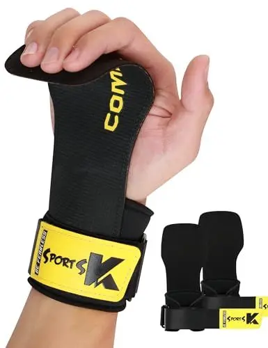 Produktbild: KUTOOK Handgelenkstütze Gewichtheben Handschuhe Lifting Straps Handgelenkbandagen Krafttraining Fitness Bodybuilding mit Gummi-Pad für Fitness Krafttraining Gewichtheben Bodybuilding Schwarz x2