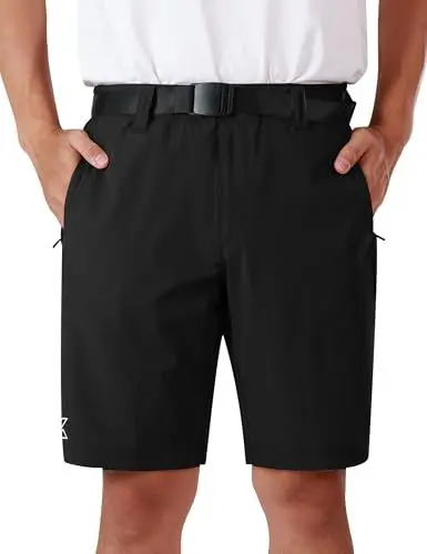 Produktbild: KUTOOK Outdoor Shorts Wanderhose Herren Kurz Sommer Leicht Atmungsaktiv Schnelltrocknend Outdoorhose Hose Fahrradhose Wandershorts Trekking mit Taschen Schwarz L