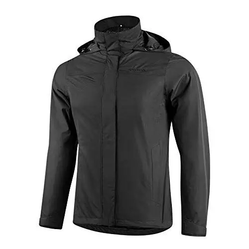 Produktbild: KUTOOK Regenjacke Herren Fahrrad Wasserdicht Jacke Fahrradjacke Windbreaker Laufregenjacke Herbstjacke Übergangsjacke Winddicht Outdoor Sport Laufen Jogging Bergsteigen Angeln Schwarz L