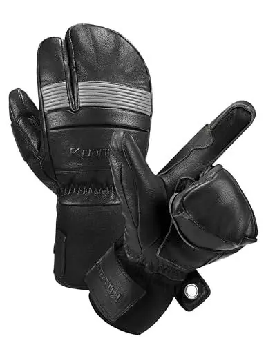 Produktbild: KUTOOK Skihandschuhe Herren Damen Kinder Ski Snowboard Fäustlinge Fausthandschuhe Winterhandschuhe wasserdichte Professionelle Handschuhe für Skifahren Snowboard Schwarz L