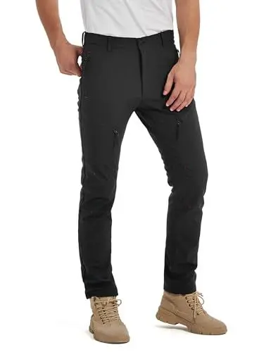 Produktbild: KUTOOK Softshellhose Herren Hose wasserdichte Wanderhose Winter Outdoor Thermo Trekkinghose Waterproof Atmungsaktiv Arbeitshose Sportbekleidung Schwarz M