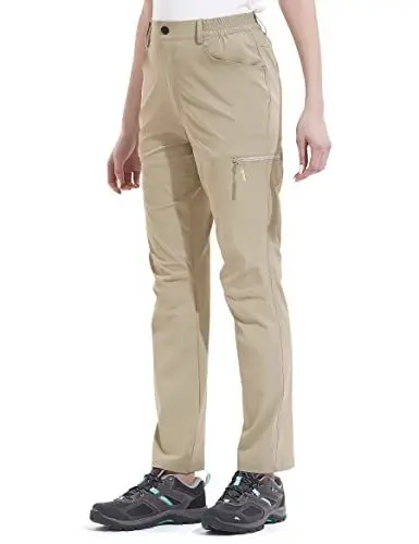 Produktbild: KUTOOK Wanderhose Damen Trekkinghose Leicht Outdoorhose Arbeitshose Frau Stretch Jagdhose Sporthose Cargohose Kletterhose Lang Sommer Softshellhose Khaki XXL