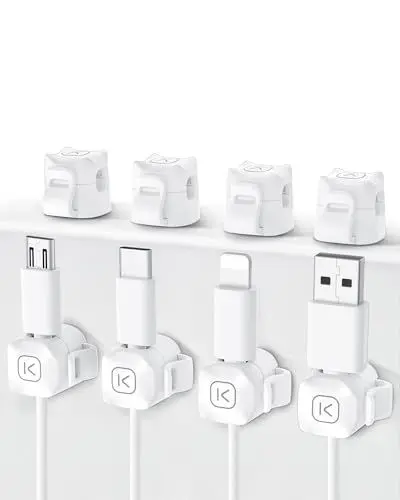 Produktbild: Kuulaa Kabelhalter Kabelclips, (8 Stück) Kabel Organizer Selbstklebend Kabel Management für Schreibtisch, Küchengeräte, Netzkabel, USB C Ladekabel, HDMI Kabel, Audiokabel, Ladekabeln usw