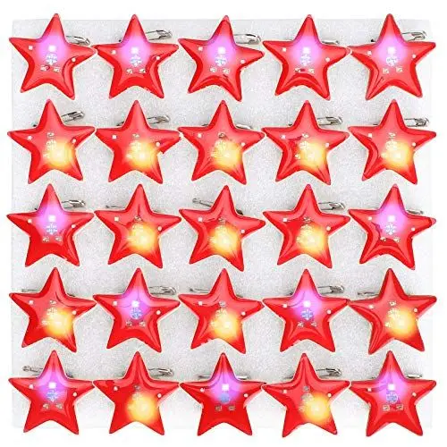 Produktbild: TREETDOBV LED-Brosche, Stern-Anstecknadel, 25 Stück, Fünfzackige Sternförmige LED-Brosche, Weihnachtsnadel, Weihnachtsmann-Abzeichen, Brosche, Stern-Anstecknadel Als Geschenk, Partygeschenke