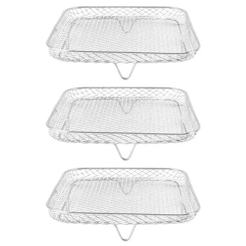 Produktbild: 8-Zoll-Luftfritteusen-Gestell, 3-teiliger Stapelbarer Luftfritteusenkorb aus Edelstahl für den Ofen, Luftfritteusen-Zubehör, Kompatibel mit Cosori, für Instant Vortex, für