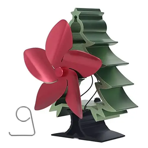 Produktbild: Kuuleyn 5-Blatt-Holzofen-Kaminventilator, Ofenventilator für Buddy Heater, Holzofenventilator, thermoelektrischer Kaminventilator mit einstellbarer Geschwindigkeit, Weihnachtsbaum-Stil