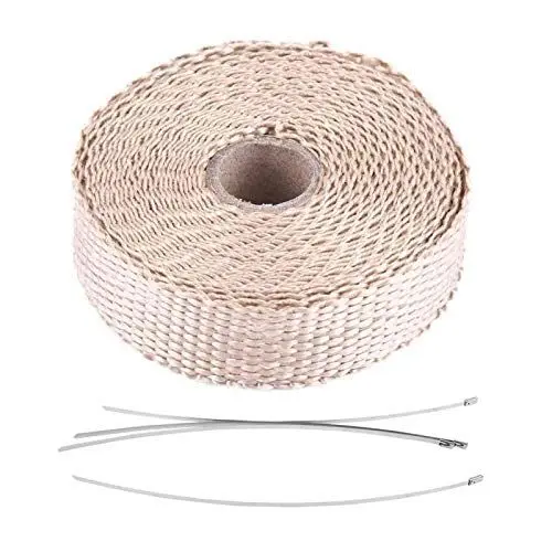 Produktbild: Auspufffolie, Glasfaser 5m Auto-Isolierband Auspuff-Wärmewickel mit 4 Edelstahl-Kabelbindern(Titan)