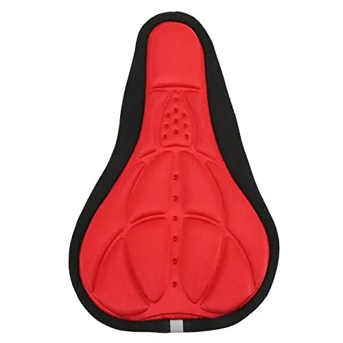 Produktbild: Kuuleyn Fahrradsitzbezug, weicher, atmungsaktiver Schwamm, einfache Installation, für Männer und Frauen, Komfort, extra weicher Heimtrainer-Sitz, kompatibel mit Peloton Outdoor (Rojo)