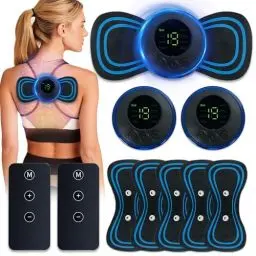 Produktbild: KUWUNG 2 Stück Ems Massagegerät, Mini Massagegerät, Electrapy Massager, Tragbar Nackenmassagegerät, 8 Modi 19 Stufen 5 Massagepads für Schmerzlinderung der Körpermuskulatur