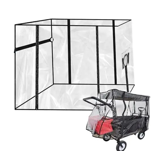 Produktbild: KUWUNG Bollerwagen Regenschutz Regenverdeck Universal, Regenschutz Für Bollerwagen Kinder, Campingwagen Regenschutz Bollerwagen, Regenverdeck Regenabdeckung Transparent Für Handwagen Faltbare Strand