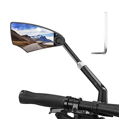 Produktbild: KUWUNG Fahrradspiegel für E-bike Links, Rückspiegel Fahrrad, HD 360°Verstellbar Fahrrad Spiege, Fahrrad Lenkerspiegel Links Blendschutz, Fahrradrückspiegel, Passend für 20-23mm Lenker, MTB Rennräd