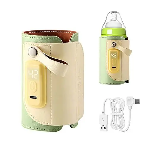 Produktbild: KUWUNG Flaschenwärmer Baby Unterwegs, USB Tragbar Baby Flaschenwärmer, Reise Baby Milchwärmer mit Temperatur Display, Babyflaschenwärmer Isoliertasche für Unterwegs und Zuhause