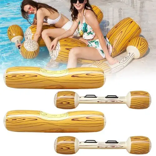 Produktbild: KUWUNG Gesetzte Aufblasbare Schwimm Reihe Spielwaren, 2 Stück Sitzboot Aufblasbare Pool Spielzeug mit Paddel, Pool Float Aufblasbare Battle Log Raft Wasserspielzeug für Kinder & Erwachsen