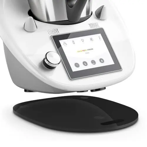 Produktbild: KUWUNG Gleitbrett für Thermomix TM6 TM5 Gleiter, Acryl Gleitbrett mit Griff, Premium für Thermomix Zubehör Küchenmaschine Unterlage Brett, Müheloses Verschieben Rollbrett, Glänzend Schwarz