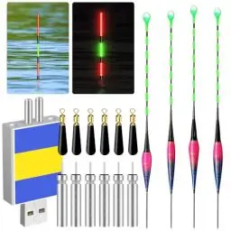 Produktbild: KUWUNG Led Posen Angeln Mit Bissanzeiger, 4 Stück Posen Angeln Smart Mit Gravity Sensing Und Metall Basis, Angel Zubehör Zum Angeln Am See, Fluss Oder Teich