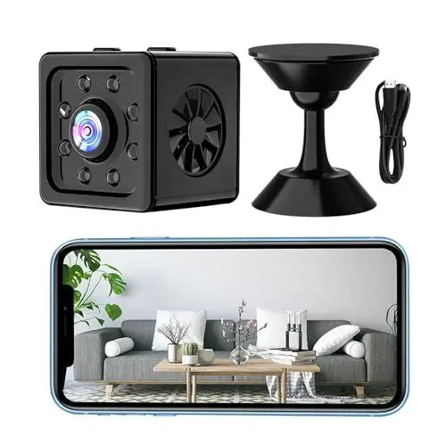 Produktbild: KUWUNG Mini Kamera WLAN, 1080p WLAN Überwachungskamera Innen Mini, Handy App für Micro Camera Indoor, Klein Innenkamera Überwachung mit Infrarot-Nachtsicht, Indoor Sicherheitskamera