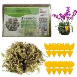 Produktbild: KUWUNG Natürliches Sphagnum Moos, 500g Blumenerde Zimmerpflanzen, Reptile Sphagnum Moss, Moos Deko Erhöhung der Luftfeuchtigkeit, Organisches Torfmoos Organischer Dünger mit Gelbsticker Trauermücken