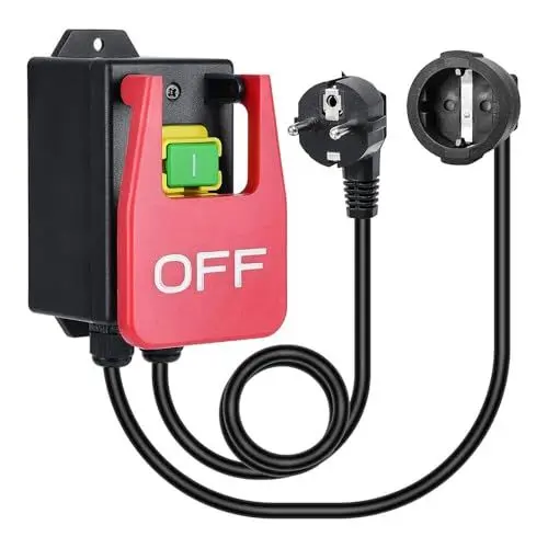 Produktbild: KUWUNG Notausschalter, Einphasige Ein Aus Schalter 230V, Maschinenschalter mit Steckdose, Not Druck Knopf Schalter, Machine Switch for Quick Off of Frästische Elektrischer Geräte