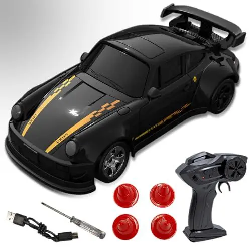 Produktbild: KUWUNG RC Drift Car Mini, 1:64 Drift Auto Ferngesteuert, 2,4Ghz 4WD Spielzeugauto Drift RC Car Racing Cars mit Licht Geschenke für ab 4 5 6 7 8 Jahre Ferngesteuertes Auto Jungen Mädchen und Erwachsene