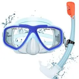 Produktbild: KUYOU Taucherbrille Kinder mit Schnorchel Schnorchelset Schwimmbrille Schnorchelmaske 7-13 Jahre, Dry Top System, Panorama-Weitblick