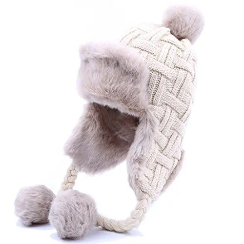 Produktbild: Kuyou Damen Winter Hut Ohrenschützer Trapper Warm Fellmütze, Beige, Einheitsgröße