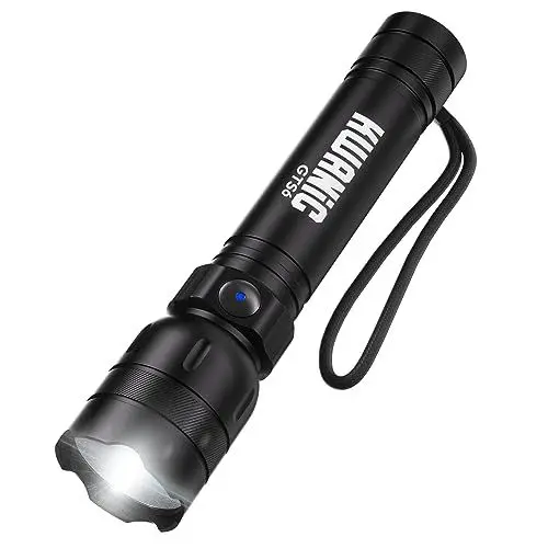 Produktbild: kwanic LED Taschenlampe Aufladbar, Extrem Hell Taktische Taschenlampe mit 5 Lichtmodi, Taktische Flashlight Starke für Camping, Wandern, Outdoor und Notfälle
