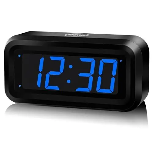 Produktbild: KWANWA Wecker für Schlafzimmer,Digitaluhr batteriebetrieben mit großer 1,2'' LED-Zeitanzeige, einstellbare Helligkeit, 12/24 Stunden, tragbar, kabellos, Wecker für Reise/Wand/Regal/Schreibtisch