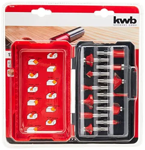 Produktbild: kwb 12-tlg. Fräsersatz Ø 8 mm, hartmetallbestückt mit präzisem Spannschaft und optimierter Schneidengeometrie für ein exaktes Fräsbild