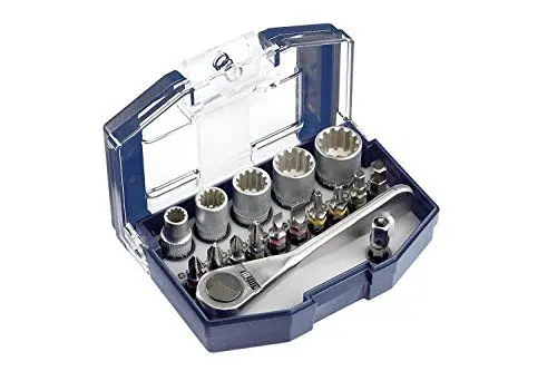 Produktbild: kwb Bit-Box - 17-teiliges Set mit Bits und Umschalt-Knarre - Robuste Kunststoff-Box mit Gürtelclip