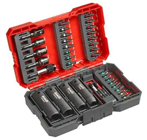 Produktbild: kwb Bit-Box für Impact-/Schlagschrauber - 35-teiliges Bitset mit Bithalter und schlagfesten Steckschlüsseln - Robuste Ausführung - Einfacher und schneller Bitwechsel