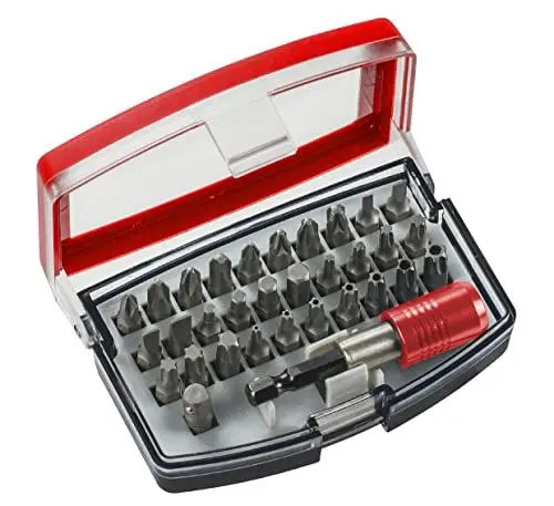 Produktbild: kwb Bit-Set Bitbox mit Bithalter - 32-teilig inkl. Stecknuss-Adapter - Hochwertiger Chrom-Vanadium-Stahl - Für gängige Akkuschrauber