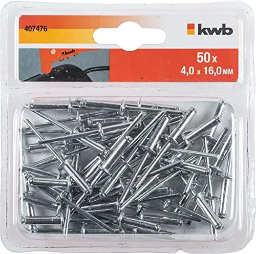 Produktbild: kwb Blind-Nieten/Popnieten Ø 4 mm - Länge 16 mm - Aluminium mit verzinktem Stift - Normgerecht nach DIN 7337 - Geeignet für handelsübliche Blindniet-Zangen