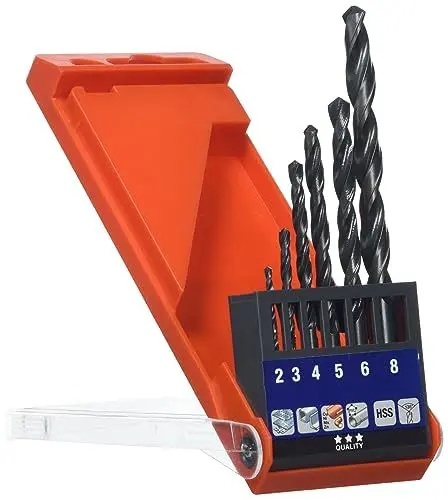 Produktbild: kwb HSS Metallbohrer-Set – Spiralbohrer-Satz für Metall, 6-teilige Werkzeug-Box, Bohrmaschinenbohrer