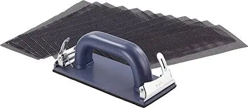 Produktbild: kwb Handschleifer-Set – 11-tlg. inkl. Schleifklotz mit Klemmvorichtung und Schleifgitter 93 mm x 230 mm (10 Stk.)
