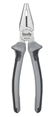 Produktbild: kwb Kombizange in 200 mm, aus deutscher Herstellung mit 2-Komponentengriff mit Handschutz, aus blendfreiem Karbon-Stahl, mit Greifzone und gehärteten Schneiden, entspricht DIN ISO 5748