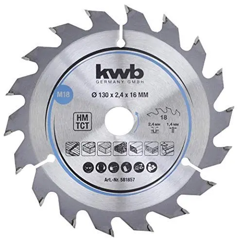 Produktbild: kwb Kreissägeblatt 130 x 16 mm, schneller Schnitt, Sägeblatt geeignet für Weich- und Hartholz, Tischlerplatten und Spanplatten