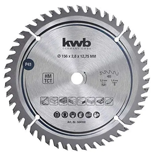 Produktbild: kwb Kreissägeblatt 156 x 12,75 mm, sehr feiner Schnitt, Sägeblatt geeignet für Arbeitsplatten, Holz und beschichtete Platten