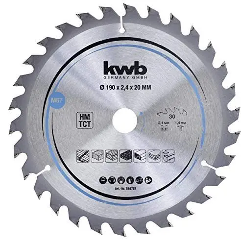 Produktbild: kwb Kreissägeblatt 190 x 20 mm - Schneller Schnitt, geeignet für Weich- und Hartholz, Tischlerplatten und Spanplatten