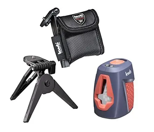 Produktbild: kwb Kreuzlinienlaser waagerechter/senkrechter Messwinkel 140°/170°, 635 nm Wellenlänge Messgenauigkeit 0,5 mm/m, Selbstnivellierend, Separat schaltbare Lager, mit Tasche, Stativ & Batterien