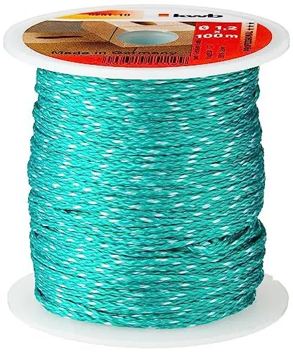Produktbild: kwb Maurerschnur 100 Meter, 1,2 mm Stärke, grüne Nylon-Richtschnur - Reißfest, dehnbar und elastisch - Ideal für Mauerbau und Fliesenlegen