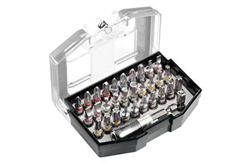 Produktbild: kwb Most Wanted Bit-Box – 32-tlg inkl. Bits, Schnellwechsel-Bithalter mit Magnet in stabiler Kunststoff-Box mit Gürtelclip