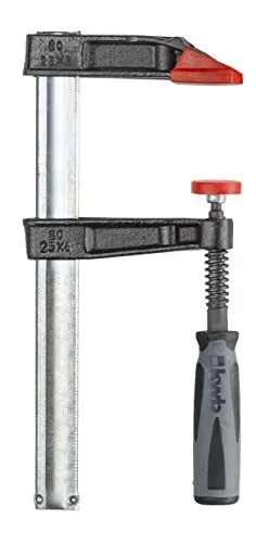 Produktbild: kwb Profi Schraub-Zwinge mit 2-Komponentengriff 80x200, Spann-Weite 200 mm, Spanntiefe 80 mm, Spannbacken aus Temperguss-Stahl, Schraubzwenge mit Hohlprofilschiene