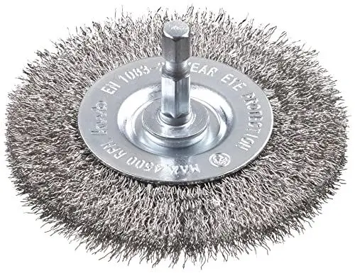 Produktbild: kwb SCHEIBEN-BÜRSTE aus Edelstahl-Draht - Ø 75 mm für Metall und Stein - Drahtbürste für Bohr-Maschine inkl. E6.3 Sechskant-Schaft
