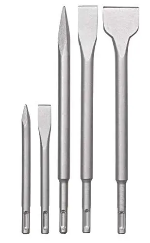 Produktbild: kwb SDS-Plus Meißel-Set für Bohrhammer - 5-teiliger Satz für Abbruch- und Renovierungsarbeiten - Robuster CR-Stahl - Praktischer Kunststoff-Koffer