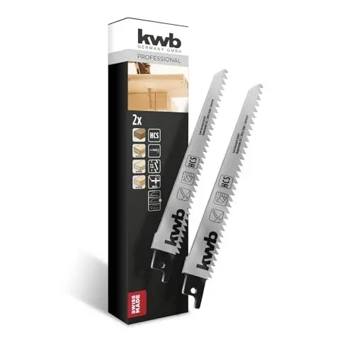 Produktbild: kwb Säbelsägeblatt aus HCS Stahl für die Holzbearbeitung, gehärtet und präzisiongeschliffen, bis 100 mm Materialstärke, Kurvenschnitte, 1/2'' Universal-Schaft
