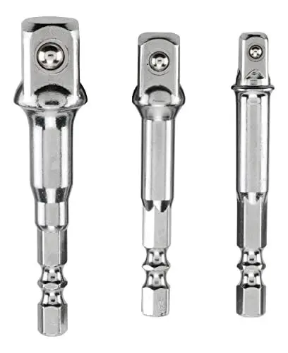 Produktbild: kwb Steckschlüssel Adaptersatz 3-teilig - Hochwertige Chrom-Vanadium-Stahl Adapter für Stecknüsse - Ideal für Bohrmaschinen und Schrauber