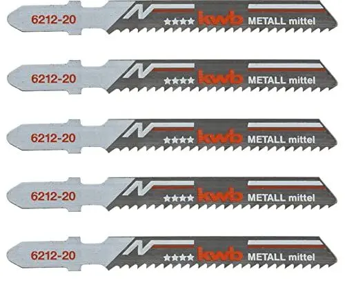 Produktbild: kwb Stichsägeblätter für Metall aus stabilem Bi-Metall, hochelastisch, mit Einnockenschaft (T-Schaft), Einstichzahn, optimale Standzeit, stahlblanke Oberfläche, für feine Schnitte