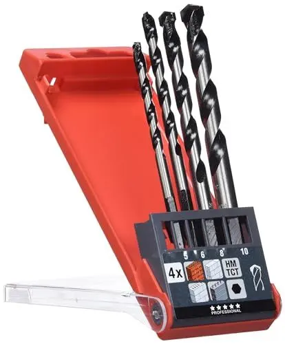 Produktbild: kwb Super Rocker Betonbohrer und Steinbohrer-Satz – Bohrer-Set, 4-teilig, mit Sechskant-Aufnahmeschaft
