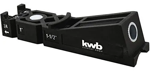 Produktbild: kwb Taschenloch-Bohrschablone inkl. Bohrer, Tiefenstop und TX-20 Bit - Präzise Eckverbindungen für Möbel- und Regalbau - Geeignet für verschiedene Brettstärken